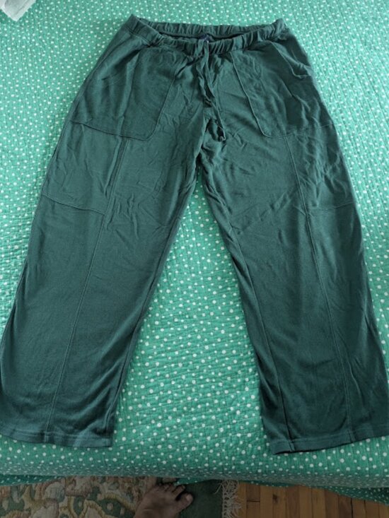 Old Navy Pants - OLD NAVY Women Sz L Petite Sweatpants Green Pine SoComfy Barrel Seamed Terry